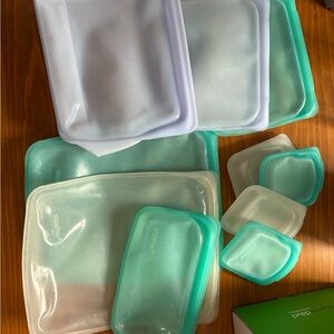 Stasher Reusable Silicone Food Storage Bags - Aqua and Clear
